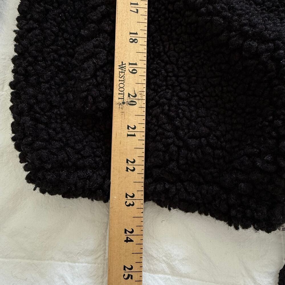 Lucky Brand Black Teddy Sherpa Hooded Jacket Women’s L Oversized Full Zip Cozy - Picture 7 of 16